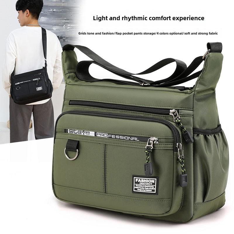 Design Oxford Shoulder Bag Large Capacity Men's Casual Multi-layer Pocket Single Shoulder Crossbody Messenger Bag