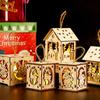 Weihnachts-Holzhaus-Dekoration Mit Warmem LED-Licht Beleuchtetes Hütten-Ornament Für Saisonale Auslage
