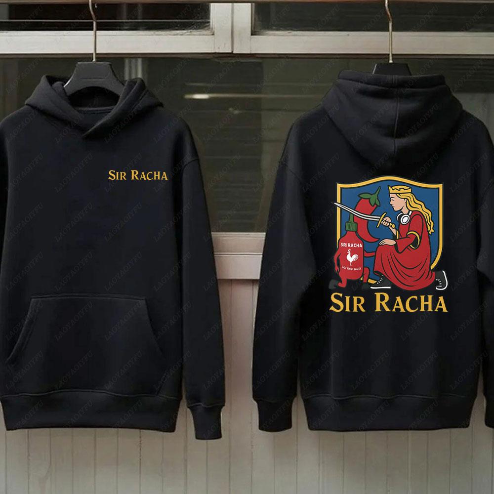 Sir Racha Man Woman 2 SidedHoodies Sri Racha Medieval Art Pullover Sriracha Fan Merch Retro Medieval Graphic Sweatshirt Hoodie