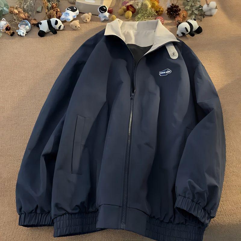 

Куртка мужская весна 2025 куртка модный бренд ins универсальная свободная ретро тулинг дизайн в гонконгском стиле куртка 3XL тёмно-синий