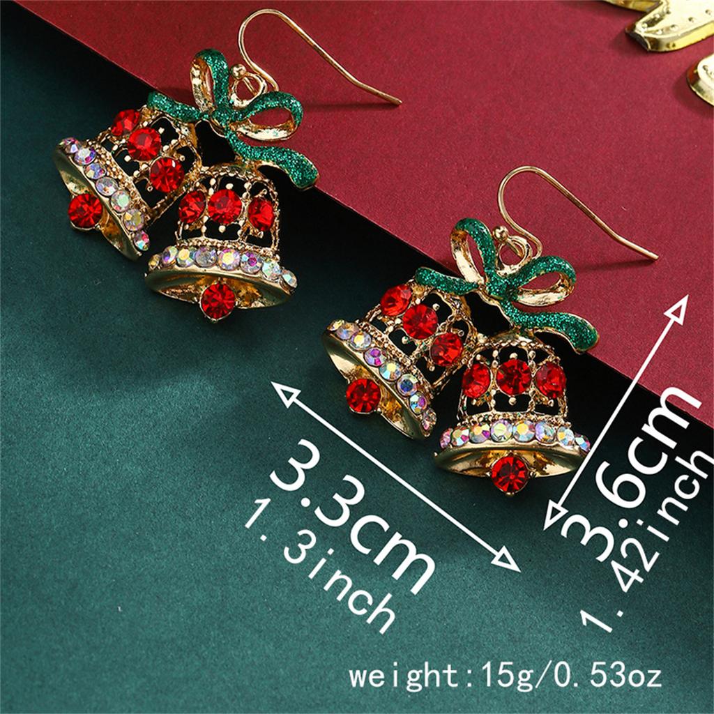 Fashion Green Hairball Christmas Tree Drop Earrings For Women Xmas Bowknot Bells Deer Santa Claus Earring Festival Party Jewelry