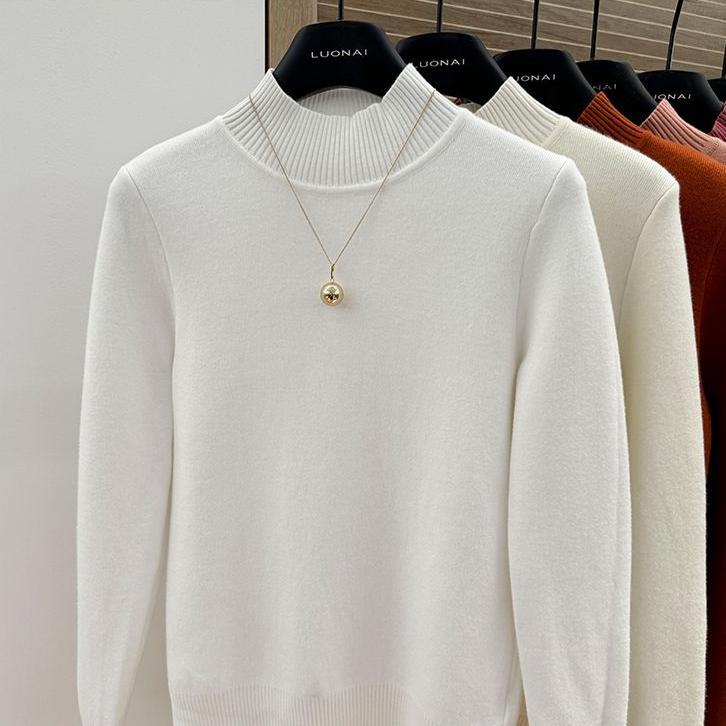 Jednodílný fleecový svetr pro ženy Pulovr s polovyvýstřihem Pletený top pro ženy s přidaným fleecem a zateplením Podzim a zima