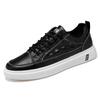 Men's shoes new casual leather shoes sports leather small white shoes skateboard shoes wear-resistant anti-slip low top black