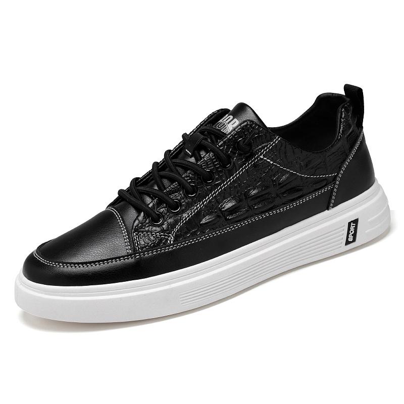 

Мужские туфли новые повседневные кожаные туфли спортивные кожаные маленькие белые туфли туфли для скейтбординга износостойкие противоскользящие низкие черные 39