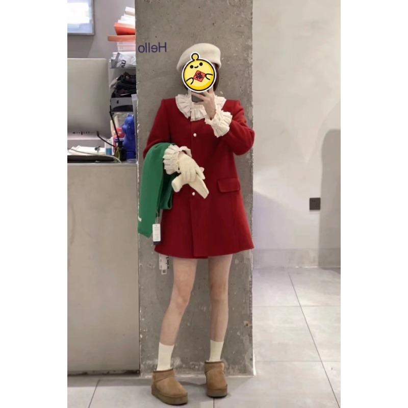 Neuer doppelseitiger Wollmantel Mittellanger lockerer lässiger Wollmantel im koreanischen Stil