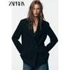 Zaprha 2025 Autumn New Elegant Lapel Long sleeve with Shoulder Pad Profile Double Placket Blazers 2753122