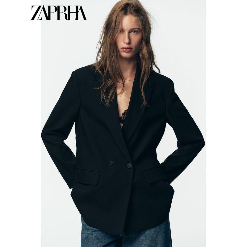 Zaprha 2025 Autumn New Elegant Lapel Long sleeve with Shoulder Pad Profile Double Placket Blazers 2753122