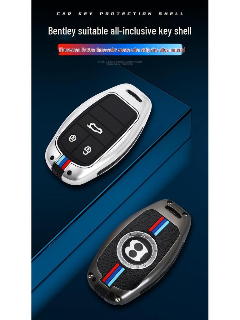 Bentley Key Case for Bentayga, Mulsanne, Flying Spur, Continental GT - High-Grade Metal Shell Key Bag for Men and Women