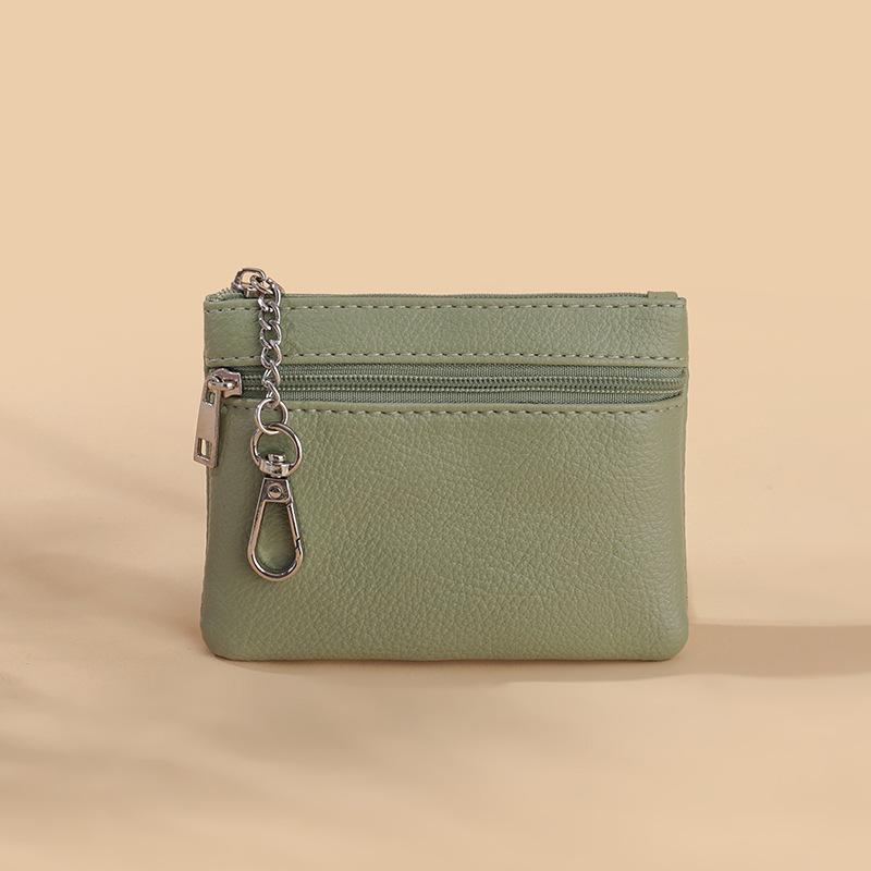 PU Leather Mini Coin Purse Double Layer Large Card Bag Handmade Zipper Wallet Car Key Case Short Lady Wallet Key Case