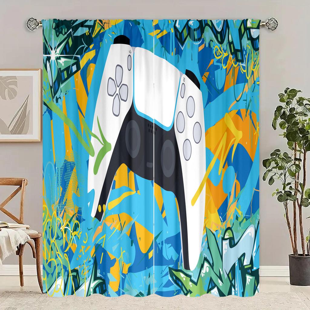 2 Pieces - Customizable Pattern Size - Printed Curtain - Polyester Material - Bedroom, Living Room, Study