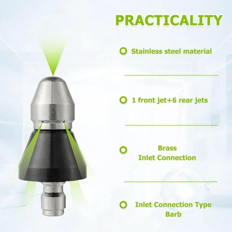 Universal 1/4" High-Pressure Pipe Dredging Nozzle - Municipal Sewage Cleaning Machine Bullet Nozzle