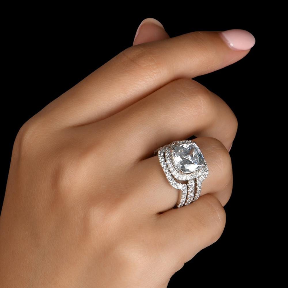 Boutique 925 Silver Fat Square Real Moissanite Engagement Rings for Women Fine Jewelry