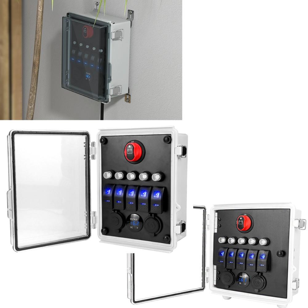 LED Lighted Panel Boat Switch Panel ABS Plastic Construction Marine Environment Safe Real-time Voltage Meter For Marine Use