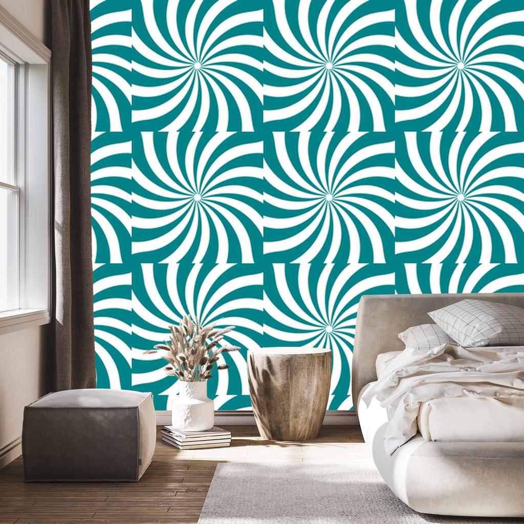 Hippie Turquoise Background Wallpaper for Living Room and Bedroom 50x1000