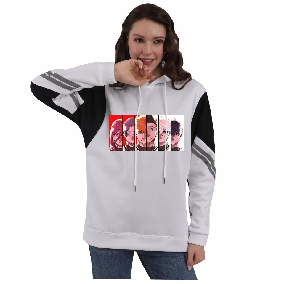 Blue Lock Anime Colorblock Hoodie mit Fleece für Damen und Herren - Herbst/Winter