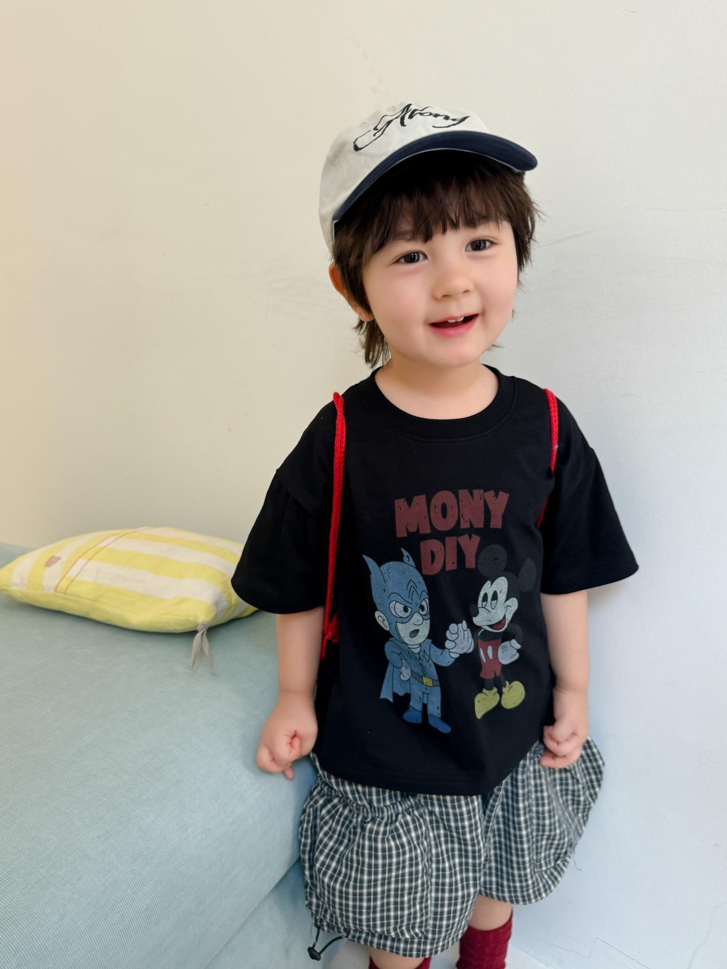 New Summer Cartoon Print T-shirt for Boys & Girls – Available in Small & Large, Korean Style, Short Sleeve 130cm