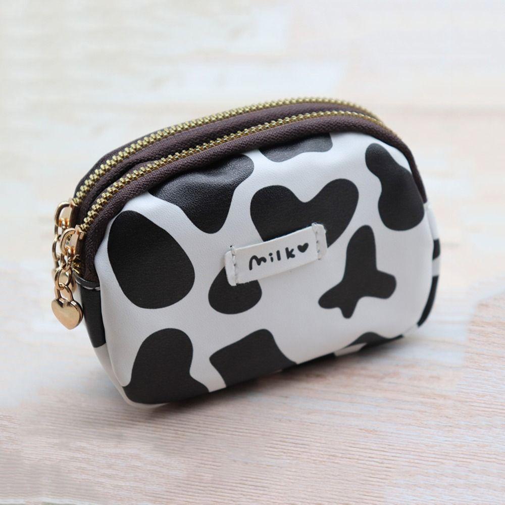 

Женский кошелек на молнии, милый кошелек для карт с коровьим принтом, кошелек для монет, сумка для хранения, кошелек 2