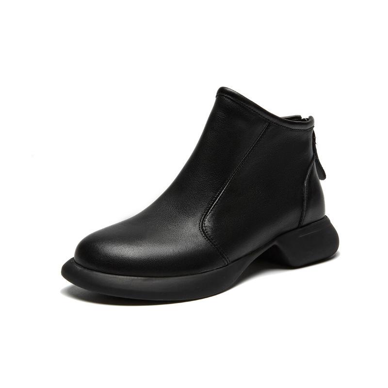 

Retro handmade leather short boots women s autumn and winter new round head women s shoes polished Martin boots comfortable and versatile 35 чорний