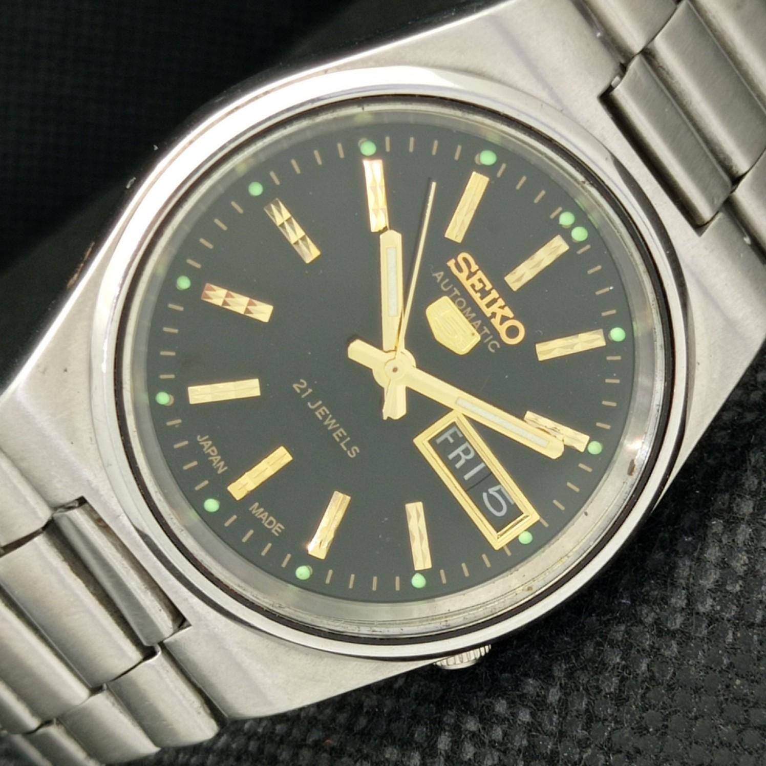 

USED VINTAGE SEIKO 5 AUTO 7S26C JAPAN MENS D/D BLACK WATCH 608a-a315042-2 SKU608a-a315042