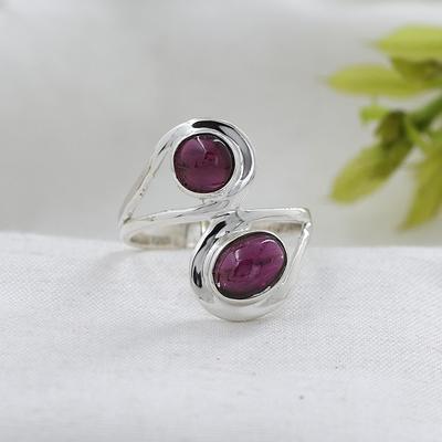 Anello in Argento con Granato Rosso, Gioielli in Argento, Anello da Donna, Gioielli Fatti a Mano in Argento Sterling 925, Regalo per Lei Ar8940