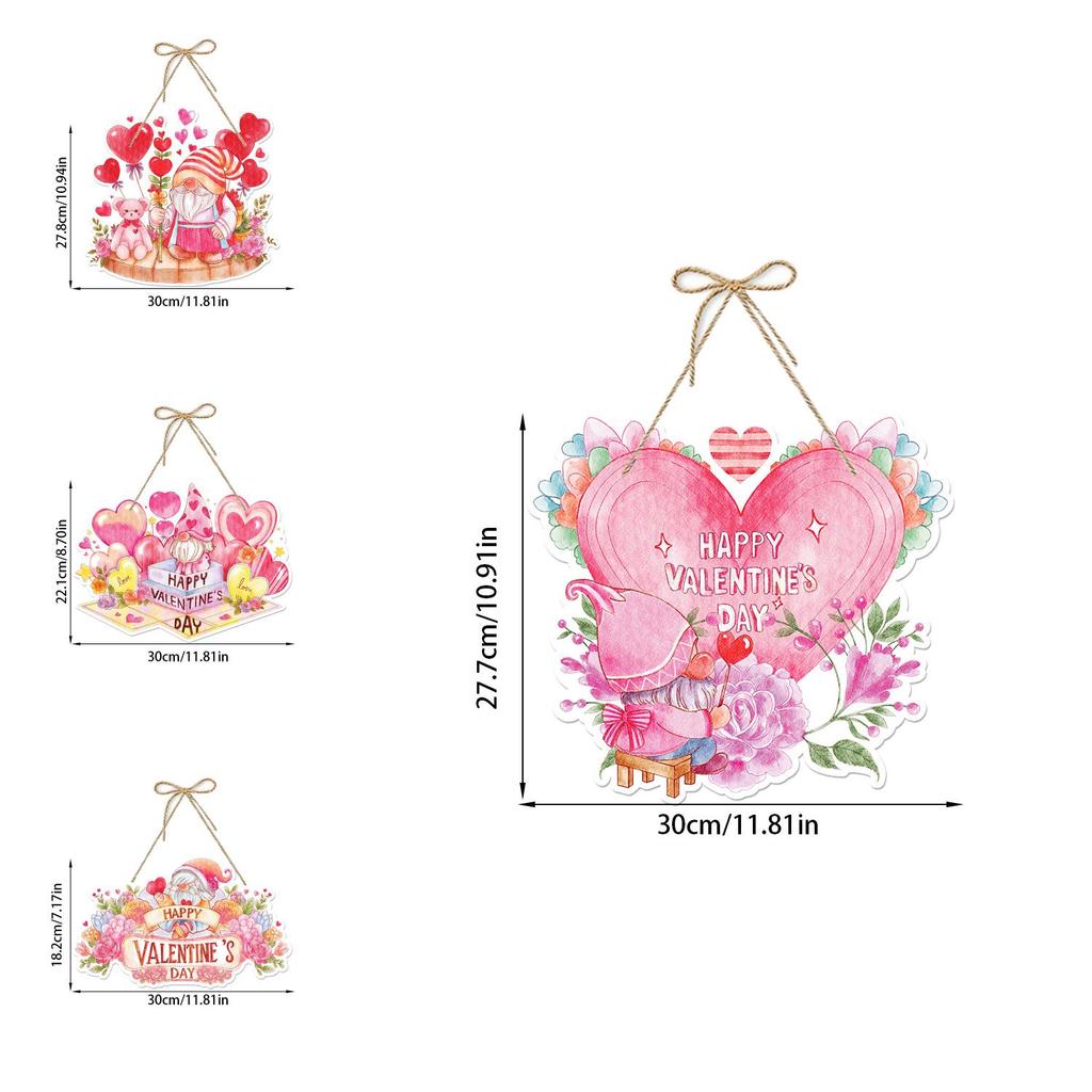 Valentines Day Pink Hanging Door Decor For Party Atmosphere With Paper Material Multistyle Set