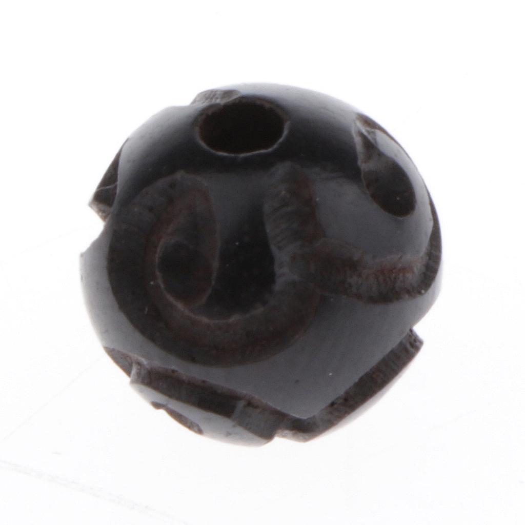 10 Lot Black Wood Beads Buddhist Print Necklace Anlets Key Decor 12MM