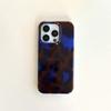 Retro Art Blue Brown Leopard Print Color Mixing Cover Case for iPhone 13 14 15 16 Pro Max Glossy Glacial Streak Phone Case