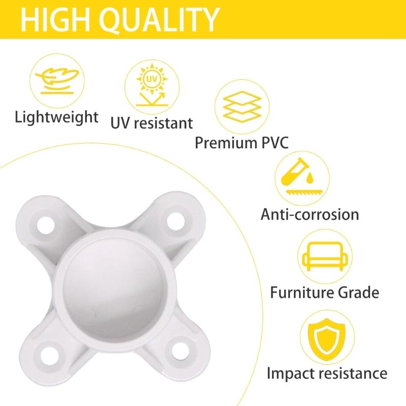 Plastic Flange Caps PVC Pipe End Caps with Screw Holes Flange Connectors Set for Furniture Feet & Storage Rack Projects