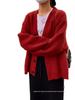 Women's Mid-Length Plus Size Wool Cardigan - Versatile Loose Knit Sweater Coat
