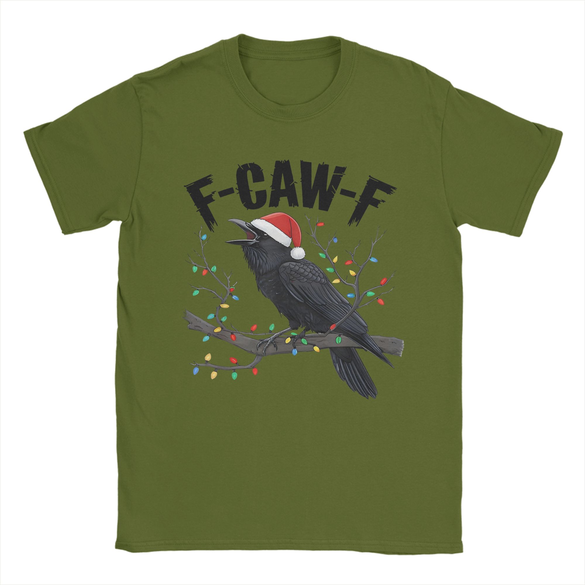 

Crow F-Caw-F Merry Christmas Men s T Shirts Leisure Tees Short Sleeve Crew Neck T-Shirt Pure Cotton Gift Idea Tops 4XL