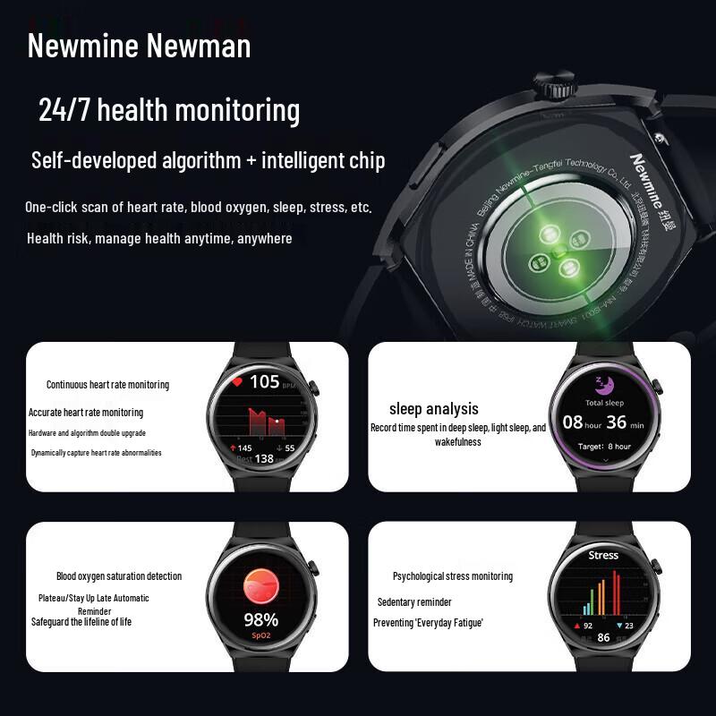 Newmine Smart Sports Watch with Bluetooth Call & Health Monitoring (CN version)