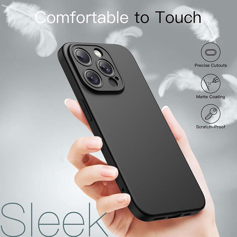 Luxury Ultra Thin Matte Silicone Soft Case For iPhone 15 14 Plus 13 Mini Pro Max SE 2022 2020 Solid Black Full Slim Back Cover