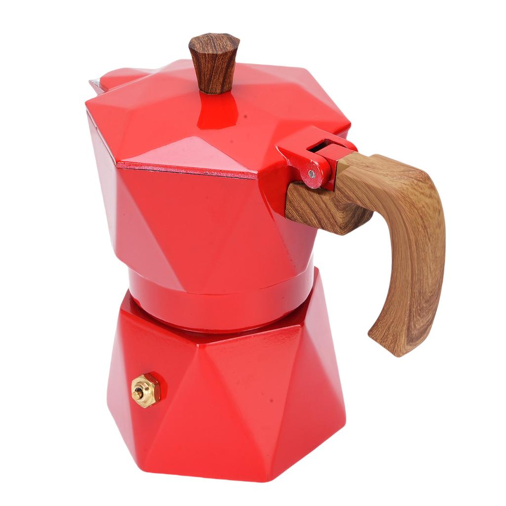 Italian Coffee Maker Aluminum Dual Valve 2 Cup 3D Stovetop Coffee Maker Pot for Cuban Cafe Brewing Home Camping Red