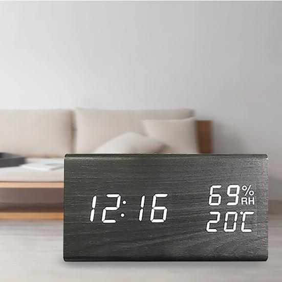 Reloj despertador con control de voz, reloj de escritorio multifuncional con pantalla transparente ABS, ahorro de energía, para el hogar 