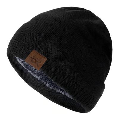 Unisex Urgentman Labal Winter Hats Solid Color Knitted Hats For Men And Women Beanie Cap Outdoor Add Fur Lining Warm Sports Hats