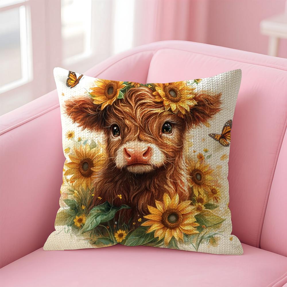 Scottish Highland cattle Cushion Cover Comfort Sofa Bed Silky Elegant Invisible Zipper Decorative Holiday Gifts