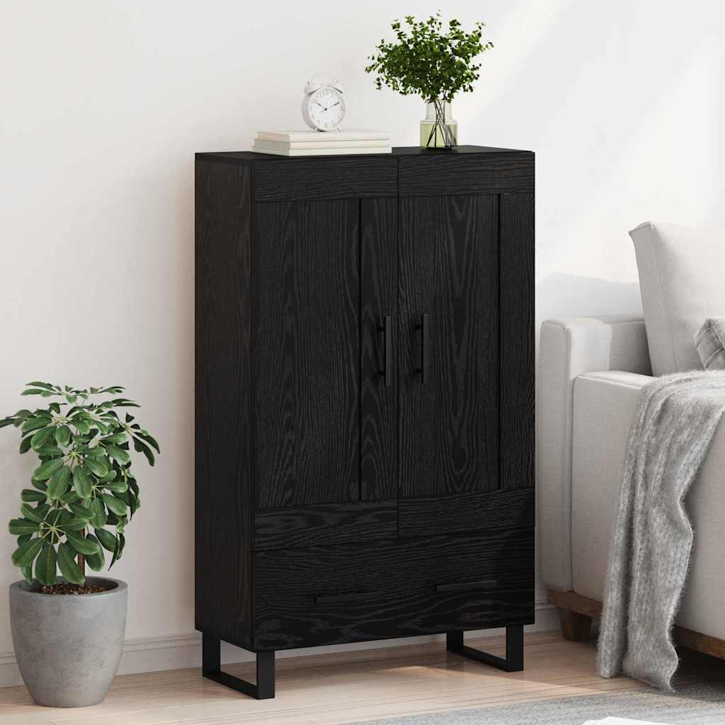 Highboard in Black Oak Look 69.5 x 31 x 115 cm Engineered Wood