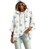 Damen Dreiviertelarm Kapuzenpullover mit Blumenprint Pullover Top Lässige Mode