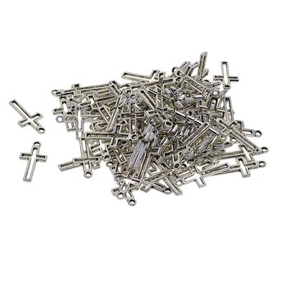 100 Stück Silber Hohlkreuz Charms Anhänger Schmuck DIY Herstellung 23x11mm