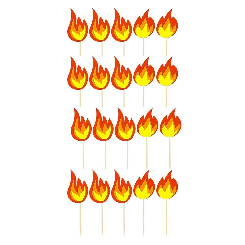 

Paper Cards Cake Topper Wooden Sticks Fire cake decorations Birthday Party Supplies 20pcs