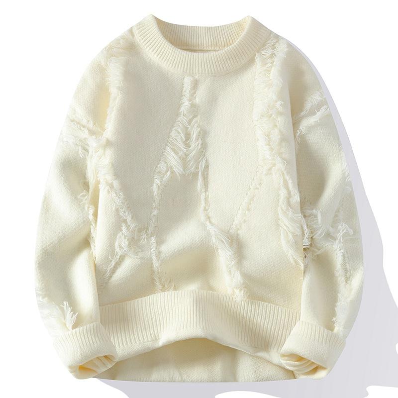 Men's Round Neck Pullover Sweater Autumn/Winter Outdoor Sports and Leisure  Versatile Top  Hip Hop Knit Bottom Shirt