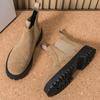 New Lightweight Thick-soled Pointed Suede Leather Brown Shoes For Men Casual Fashion Brand Designer High-top Chelsea Ankle Boots