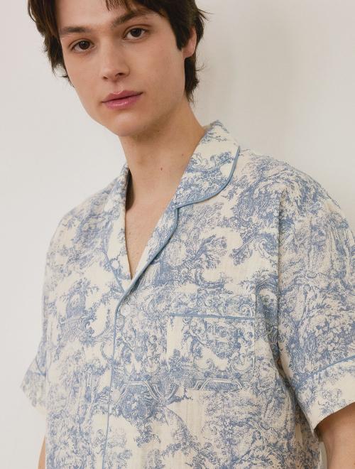 [LUNALUZ STUDIO] Men's Bijou Cottage Cotton Short-Sleeve Collar Two-Piece Set [Shipped from Korea] 100% Authentic