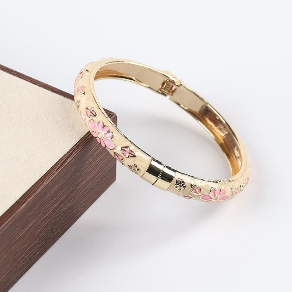 Traditional Flower Bangle Colorful Women's Hand Bracelet Bohemian Vintage Cloisonne Bangle Ladies