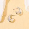 Retro Doudou C-shaped stud earrings French texture sense personalized fashion versatile light luxury sense wide face ear jewelry women