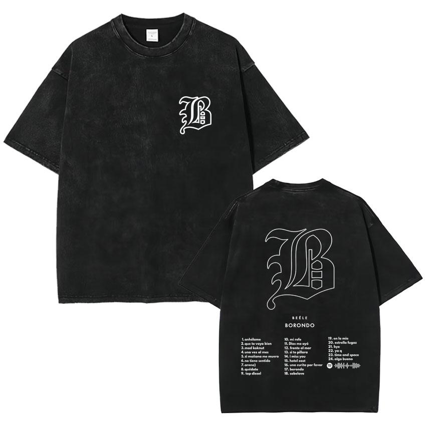 Rapper Beele Harajuku Album Vintage Washed Fashion TShirt Mens Oversized Tee Shirt Cozy Crewneck Short Sleeve T Shirt Fans Gift