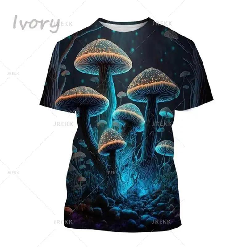 Mushroom 3D Printed T Shirt Plant Pattern Round Neck Short Sleeve Forest Fashion Casual Unisex Tops Tshirt High Quality T Shirt