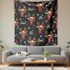 Festive Reindeer Pattern On Dark Background Patterned Tapestry Decorative Wall Hanging, Home Bedroom Living Room Decor