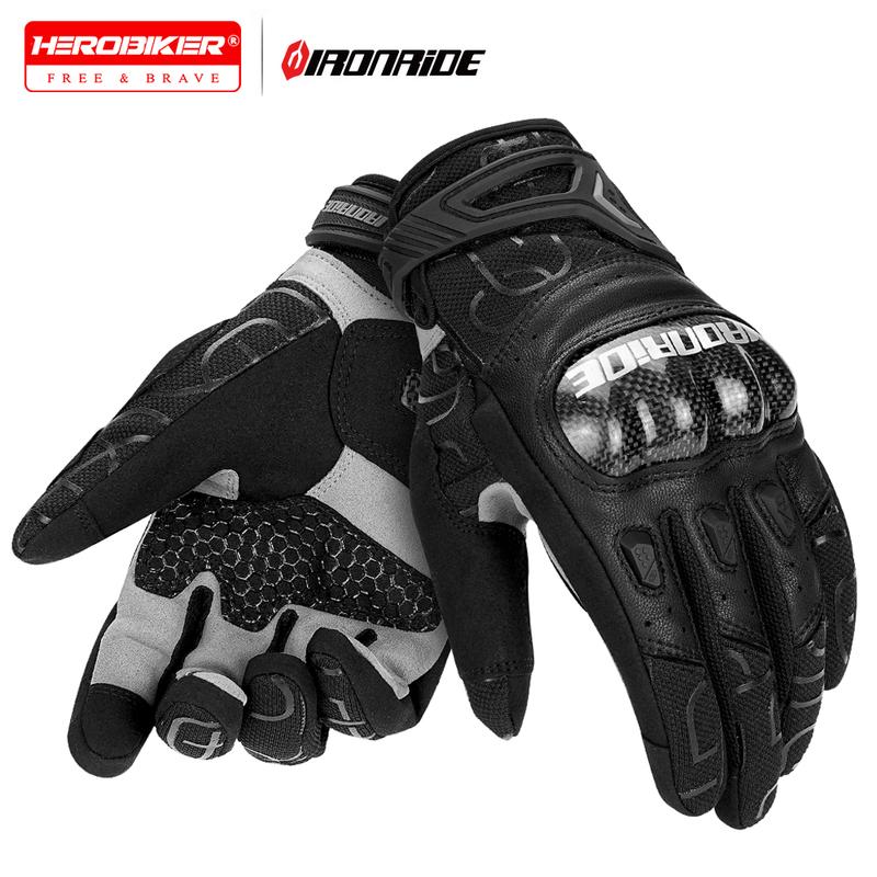 Motorcycle Gloves Waterproof Touch Screen Full Finger Gloves Protective Anti-fall Leather Carbon Fibre Non-slip Riding Gloves