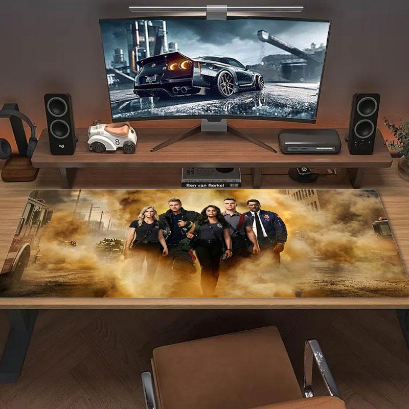 Chicago Fire Large Size Mouse Pad Large Gaming Table Cushion Nonslip Laptop Tablet Big Mousepad Xxl Mat Mini Pc Playmat With Lock Edge